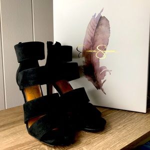 Jessica Simpson Cerina Heels, Black, Size 6